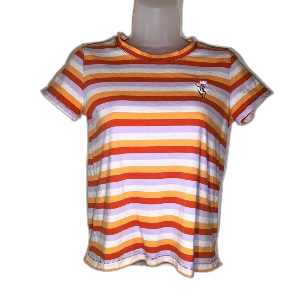 Vintage Madewell Women’s Multicolor Embroidered Flower T-Shirt XXS Cotton